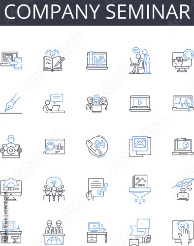 Εκτύπωση καμβά Company seminar line icons collection