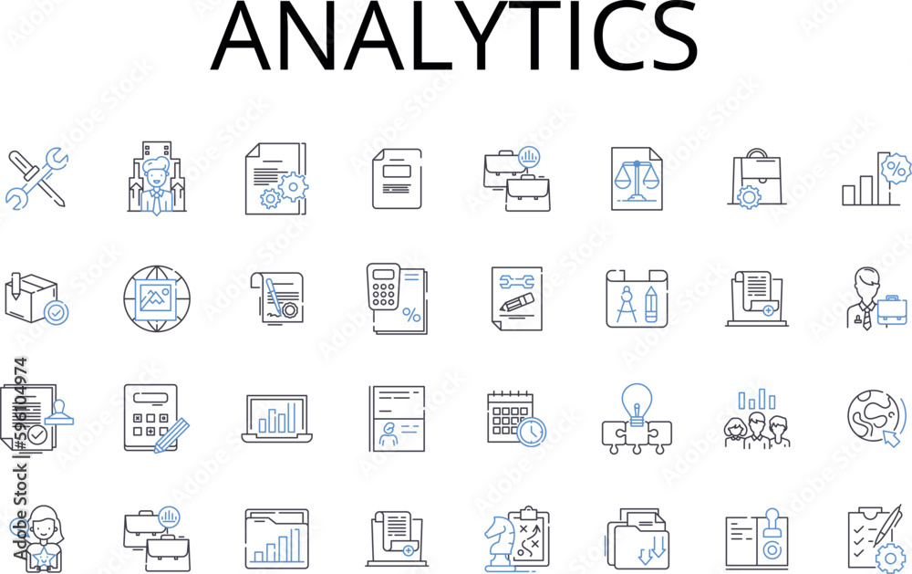 Analytics line icons collection. Data mining, Information retrieval, Business intelligence, Statistical analysis, Performance tracking, Market research, Data interpretation vector and linear Analytics line icons collection. Data mining, Information retrieval, Business intelligence, Statistical analysis, Performance tracking, Market research, Data interpretation vector and linear