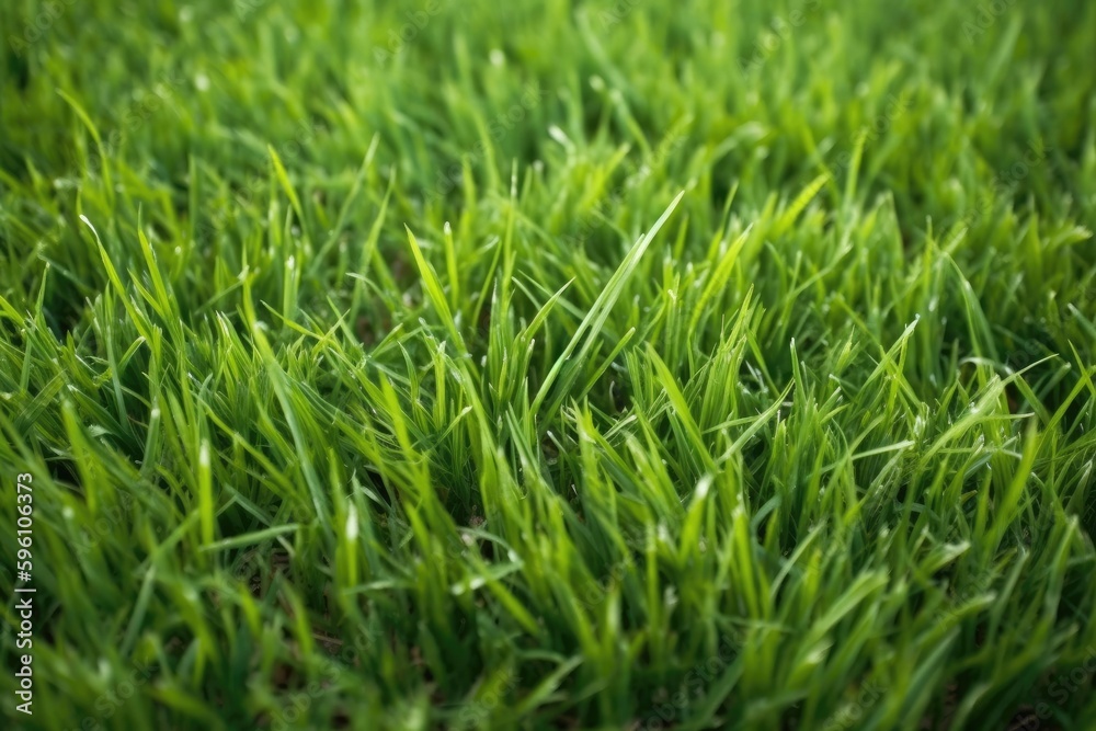 close up view of vibrant green grass blades. Generative AI close up view of vibrant green grass blades. Generative AI