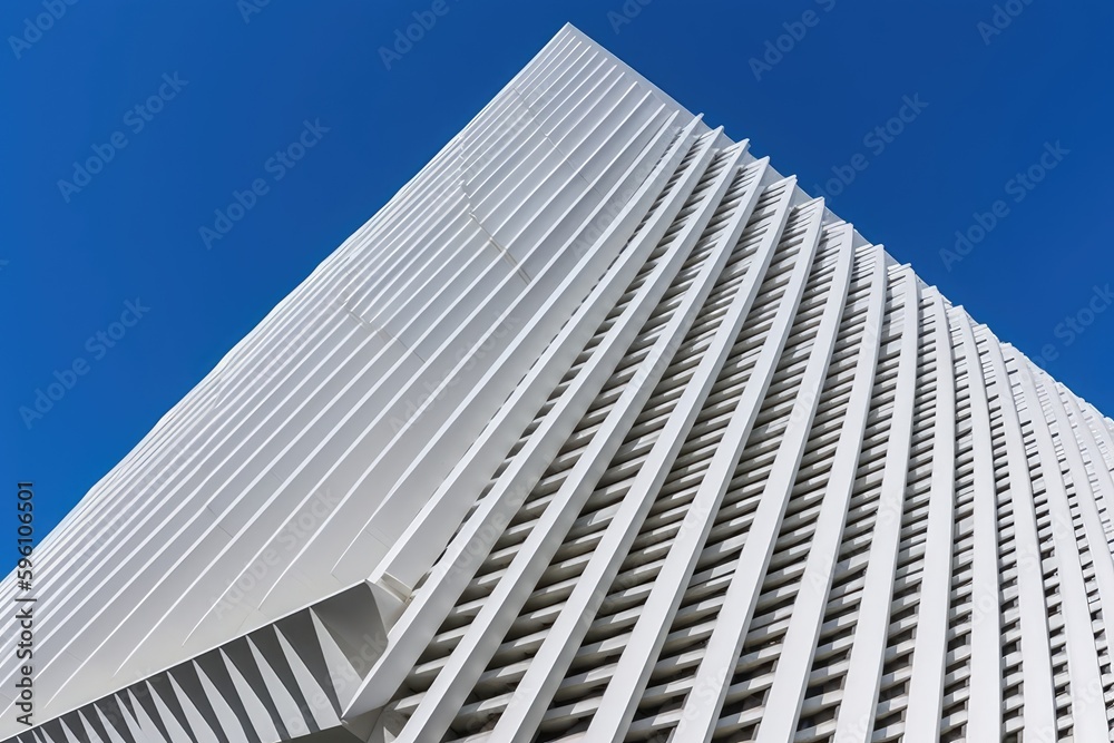 modern tall building against a blue sky. Generative AI modern tall building against a blue sky. Generative AI