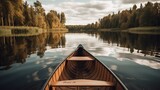 Taking boat ride or canoe around lake. AI generated