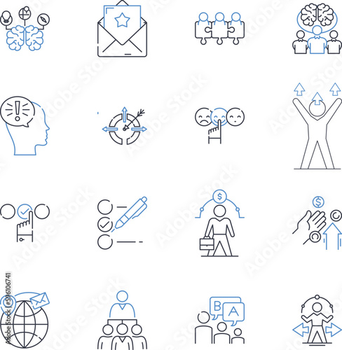Giant objectives line icons collection. Ambitious, Massive, Monumental, Colossal, Towering, Enormous, Herculean vector and linear illustration. Daunting,Majestic,Grandiose outline signs set