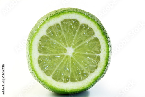 fresh cut lemon lime citrus fruit in white background