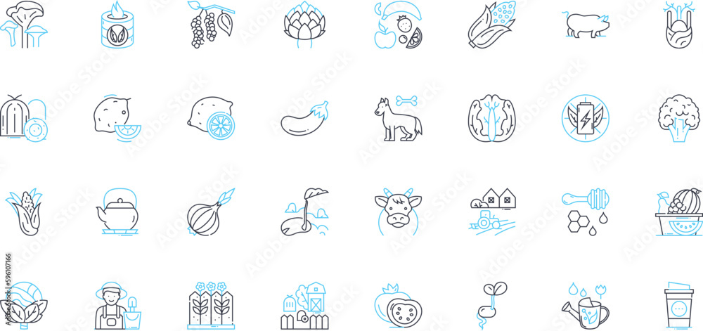 Agribusiness market linear icons set. Harvest, Irrigation, Fertilizer, Livestock, Agronomy, Produce, Pesticides line vector and concept signs. Sustainability,Cultivation,Seeds outline illustrations Agribusiness market linear icons set. Harvest, Irrigation, Fertilizer, Livestock, Agronomy, Produce, Pesticides line vector and concept signs. Sustainability,Cultivation,Seeds outline illustrations