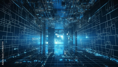 Urban Transport Security: Dark Cyan Blockchain with Bold Colors - Generative Ai