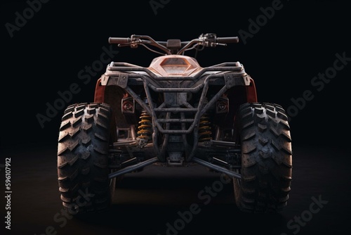 Isolated rear view of an ATV. Generative AI