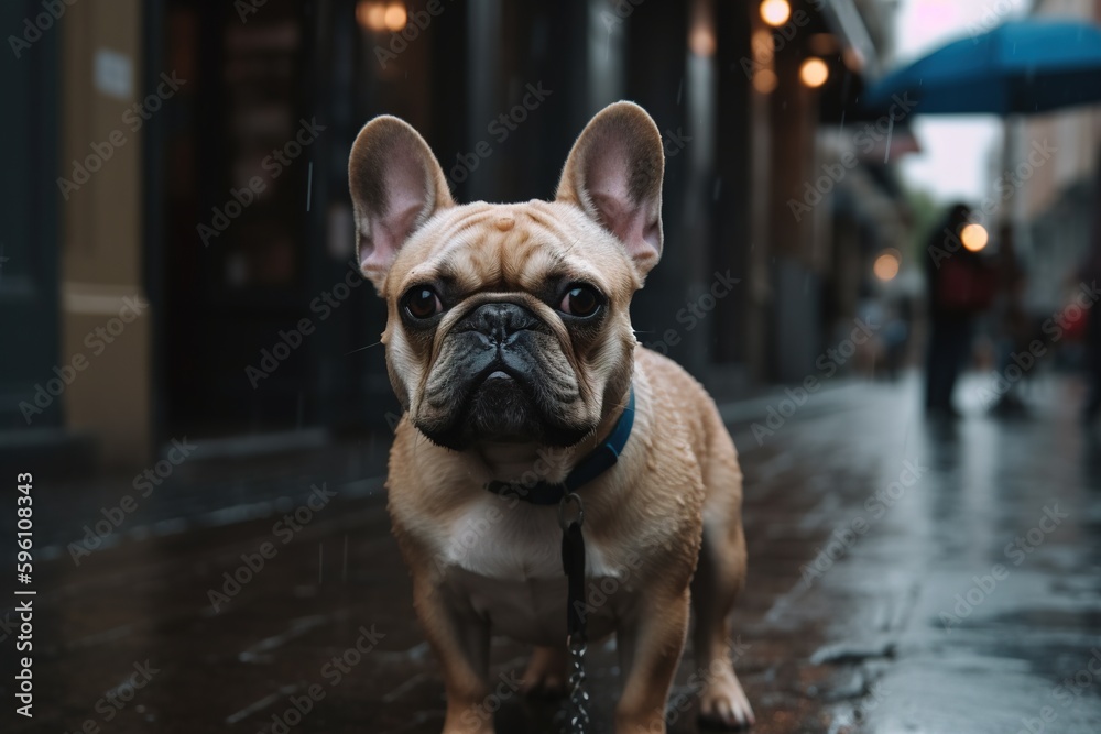 French Bulldog outdoor image, generative ai