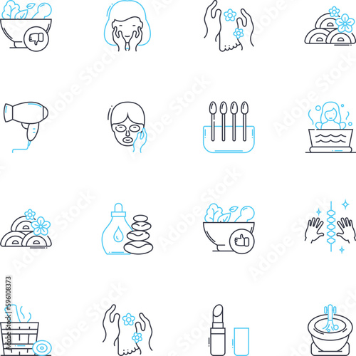 Ethereal linear icons set. Otherworldly, Transcendent, Enchanting, Otherworldliness, Spiritual, Divine, Dreamy line vector and concept signs. Mystical,Celestial,Etherealness outline illustrations