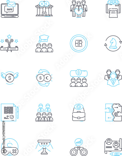 Entrepreneurial Ace linear icons set. Visionary, Innovative, Risk-taker, Resilient, Tenacious, Creative, Ambitious line vector and concept signs. Self-starter,Adaptable,Driven outline Generative AI photo