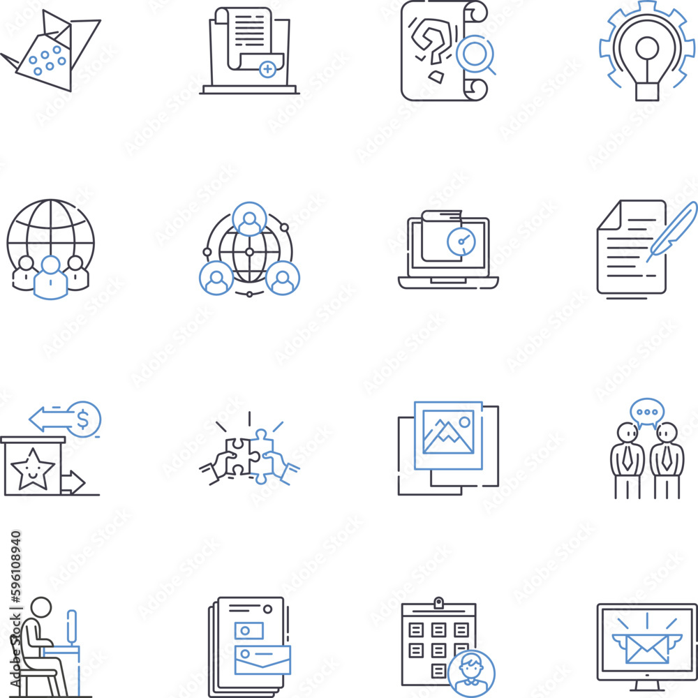 Council line icons collection. Governance, Authority, Administration, Leadership, Policy, Decision-making, Representation vector and linear illustration. Legislation,Accountability,Regulation outline - obrazy, fototapety, plakaty 