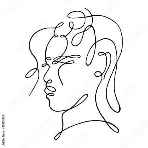 Afro Woman Face Continuous Line. High quality