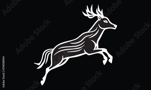 white deer isolated on white background, vector illustration, logo