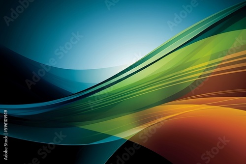 Abstract background, Frutiger Aero Style with waves green, blue and red photo