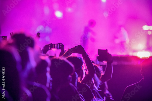  crowd partying stage lights live concert summer music festival