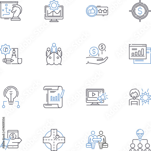 Roadmap line icons collection. Guidance, Plan, Strategy, Direction, Pathway, Route, Blueprint vector and linear illustration. Map,Vision,Milests outline signs set