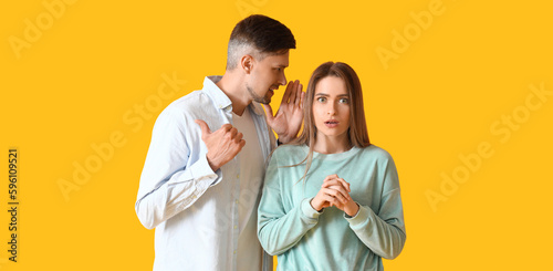 Gossiping people on yellow ...