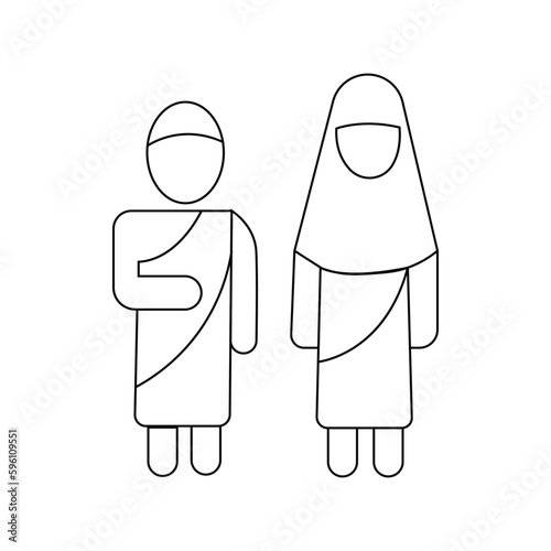 man and woman wearing ihram icon vector. isolated on white background.
