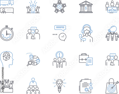 Consolidated group line icons collection. Mergers, Acquisitions, Synergy, Integration, Alliance, Partnership, Conglomerate vector and linear illustration. Amalgamation,Collaboration,Unification