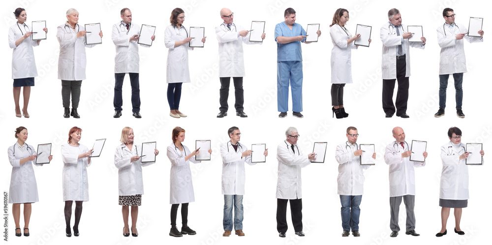 full length group of doctors with notepad isolated full length group of doctors with notepad isolated