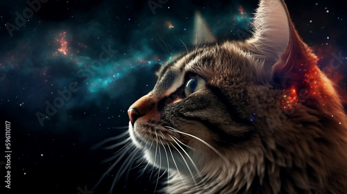 cat, space, science, astronaut, sky, universe, tiger,