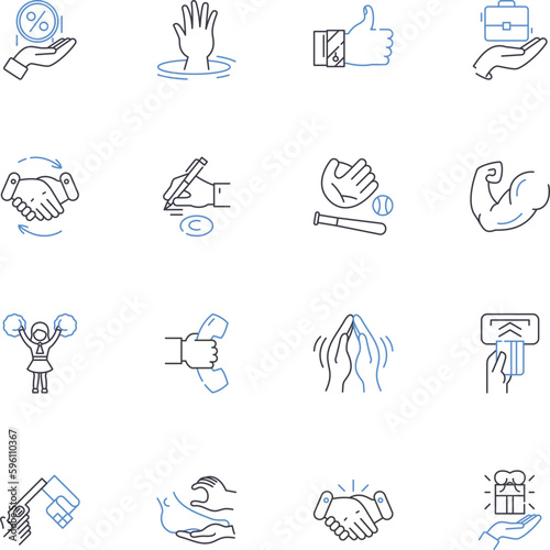 Movements line icons collection. Revolution, Rebellion, Resistance, Uprising, Protests, Activism, Demonstrations vector and linear illustration. Marches,Boycotts,Revolt outline signs set