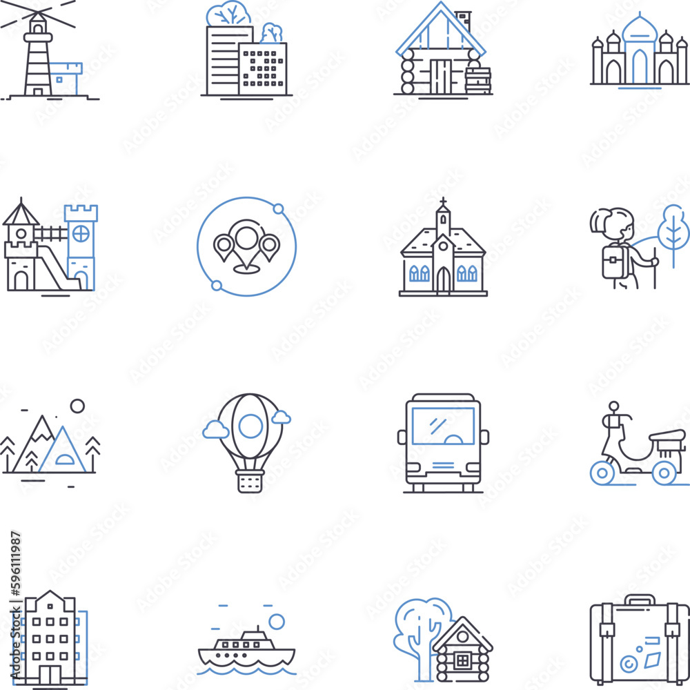 River cruise line icons collection. Adventure, Navigation, Serenity, Excursion, Aqua, Scenery, Tranquility vector and linear illustration. Leisure,Relaxation,Exploration outline signs set River cruise line icons collection. Adventure, Navigation, Serenity, Excursion, Aqua, Scenery, Tranquility vector and linear illustration. Leisure,Relaxation,Exploration outline signs set