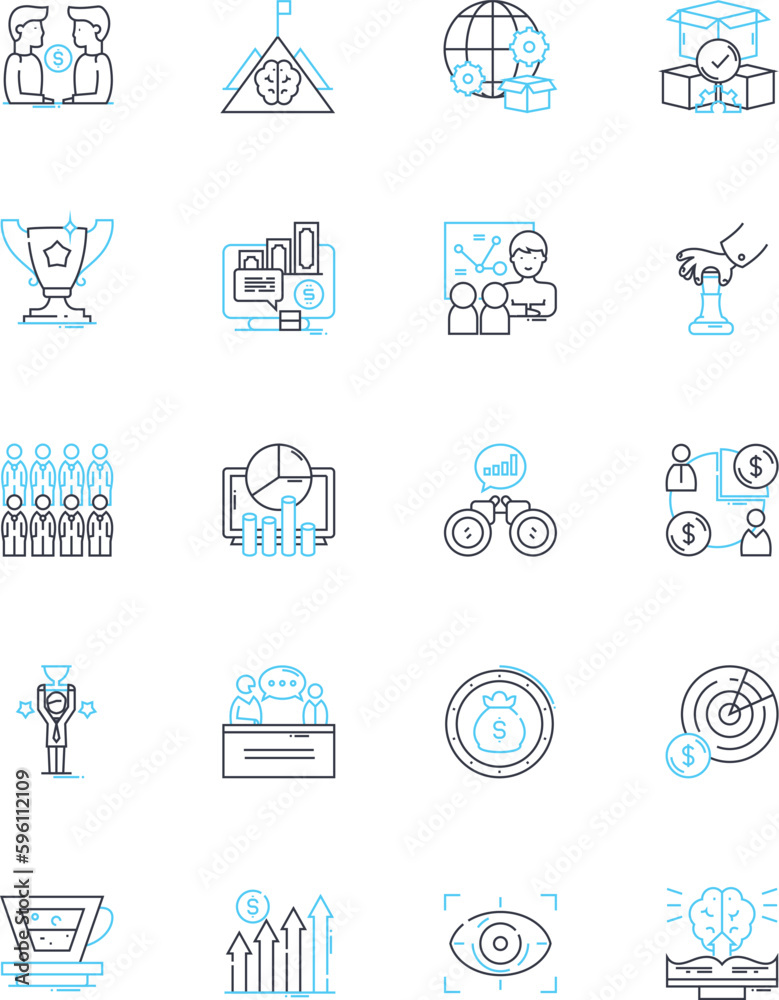 Corporate operations linear icons set. Efficiency, Management, Strategy, Growth, Innovation, Adaptability, Productivity line vector and concept signs. Generative AI Corporate operations linear icons set. Efficiency, Management, Strategy, Growth, Innovation, Adaptability, Productivity line vector and concept signs. Generative AI