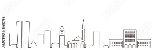 Tirana Dark Line Simple Minimalist Skyline With White Background