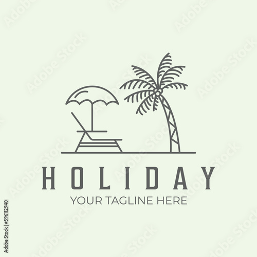 summer holiday line beach design art minimalist illustration logo