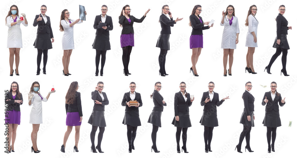 collage of a woman in full growth displaying many professions collage of a woman in full growth displaying many professions