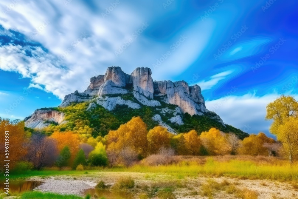 majestic mountain landscape with lush trees and sweeping clouds. Generative AI majestic mountain landscape with lush trees and sweeping clouds. Generative AI