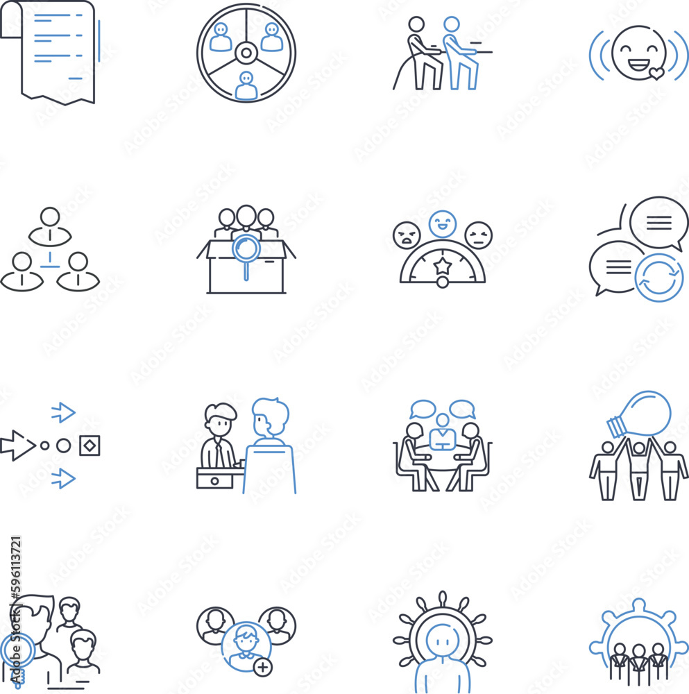 Guild squad line icons collection. Alliance, Members, Unity, Leadership, Strategy, Tactics, Strength vector and linear illustration. Squad,Fellowship,Organization outline signs set