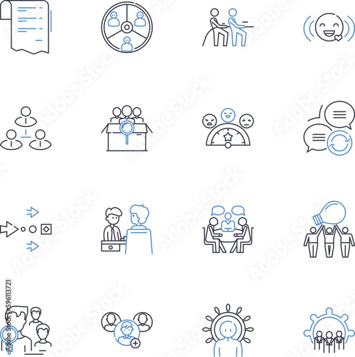 Guild squad line icons collection. Alliance, Members, Unity, Leadership, Strategy, Tactics, Strength vector and linear illustration. Squad,Fellowship,Organization outline signs set