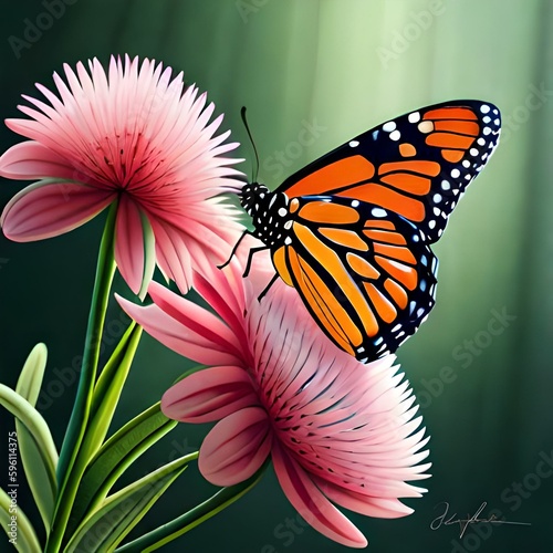 butterfly on a flower created in artificial intelligence