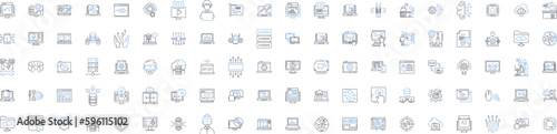 Website line icons collection. Navigation, Optimization, Design, User-friendly, Content, SEO, Responsive vector and linear illustration. Accessibility,Conversion,Functionality outline signs set