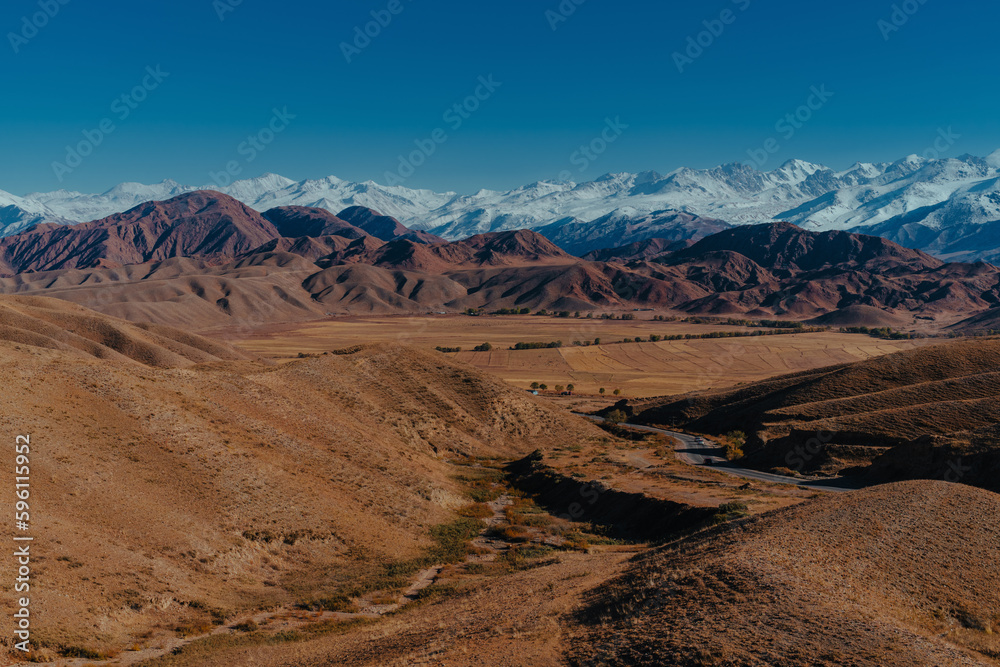 Fototapeta premium Mountains autumn Kyrgyzstan landscape