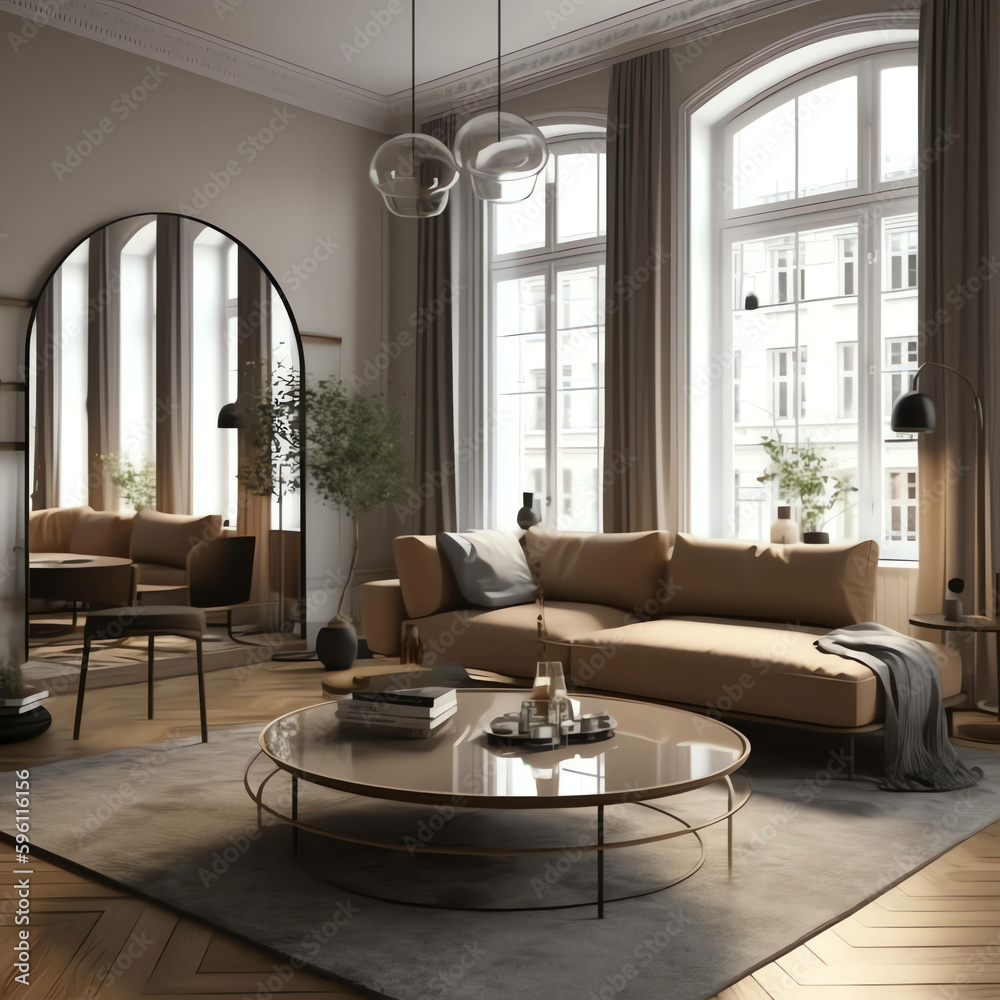 Elegant House Background Modern Living Room Interior in 3D