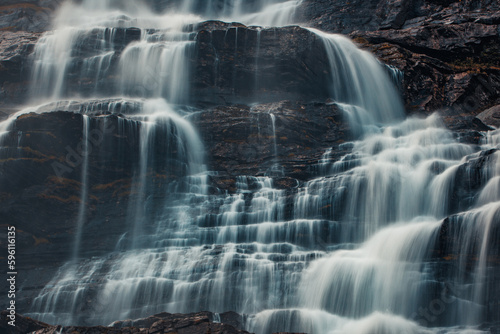 Beautiful waterfall in Norway  blurred motion