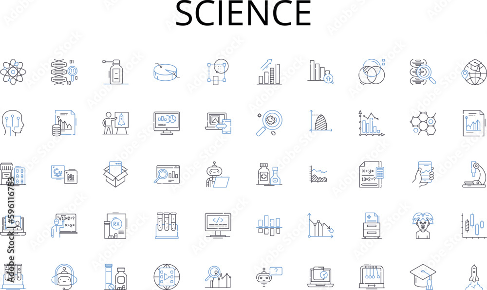 Science line icons collection. Automation, Machinery, Industrialization, Robotics, Assembly, Production, Assembly line vector and linear illustration. Efficiency,Modernization,Factory outline signs