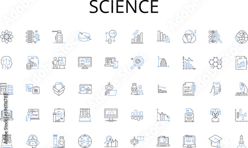 Science line icons collection. Automation, Machinery, Industrialization, Robotics, Assembly, Production, Assembly line vector and linear illustration. Efficiency,Modernization,Factory outline signs