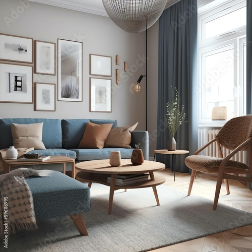 Modern Living Room Interior: House Background in 3D Render © arlila