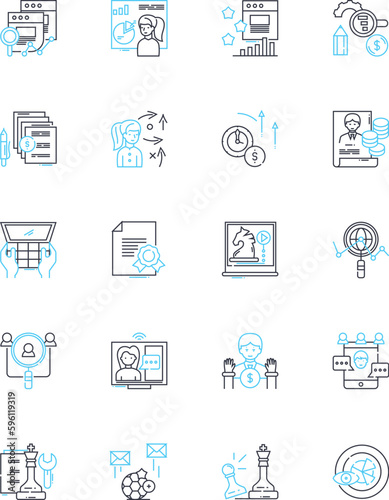 Innovation creation linear icons set. Ideation, Creativity, Invention, Imagination, Breakthroughs, Novelty, Initiative line vector and concept signs. Resourcefulness,Originality,Piering outline