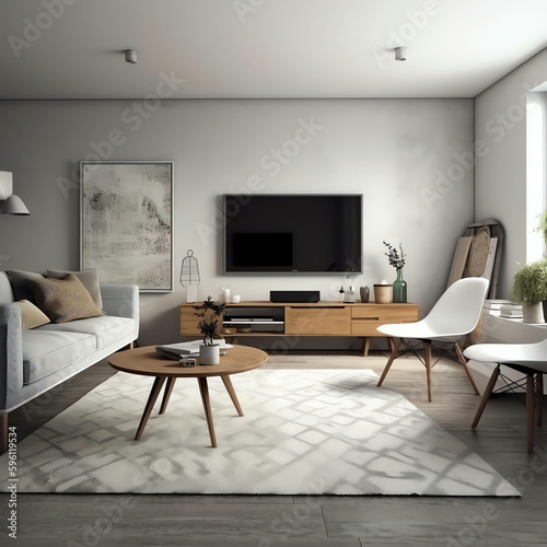 Living room . Interior with house background. Modern interior design. minimalist white theme design background 3D Render