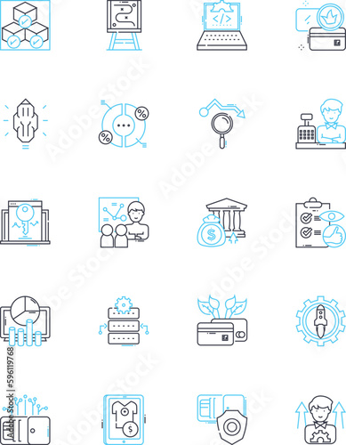 Cash income linear icons set. Earnings, Pay, Profit, Income, Wages, Salary, Cash line vector and concept signs. Revenue,Gain,Return outline illustrations