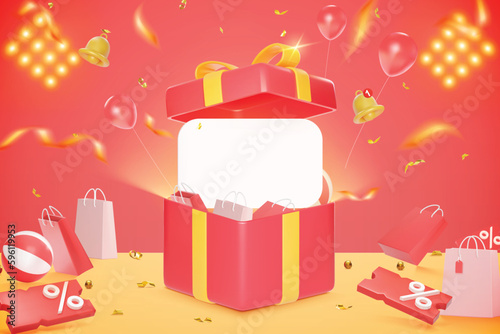 3D-style vector gift box podium and 3D elements are available for use on online shopping websites or in social media advertising.