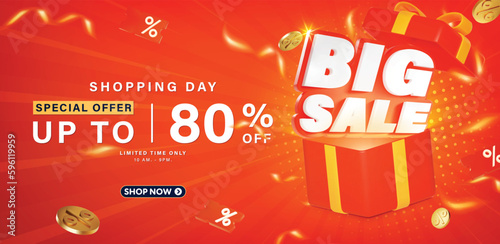 Big sale 3D-style vector opening gift box podium and 3D elements are available for use on online shopping websites or in social media advertising.