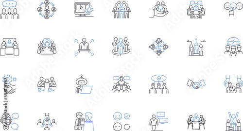Bonding line icons collection. Connection, Trust, Relationship, Unity, Communication, Collaboration, Synergy vector and linear illustration. Empathy,Intimacy,Companionship outline signs set