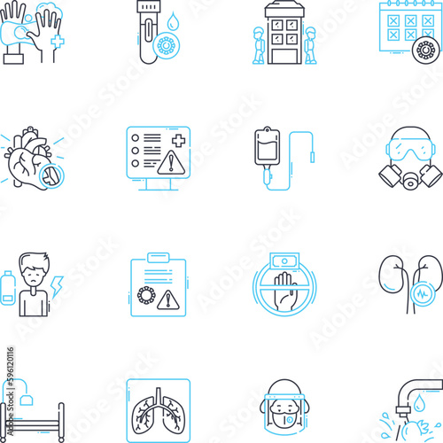 Computer protection linear icons set. Firewall, Antivirus, Malware, Spyware, Privacy, Hackers, Scams line vector and concept signs. Cybersecurity,Encryption,Passwords outline illustrations