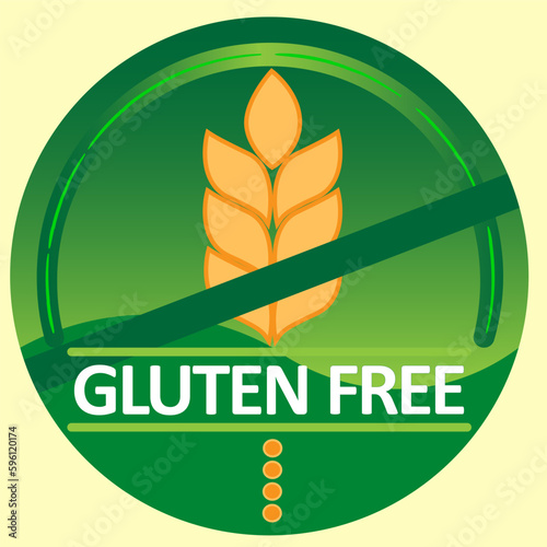 Gluten free green symbol illustration and clean font