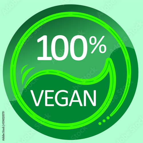 100 percent vegan green symbol illustration and clean font